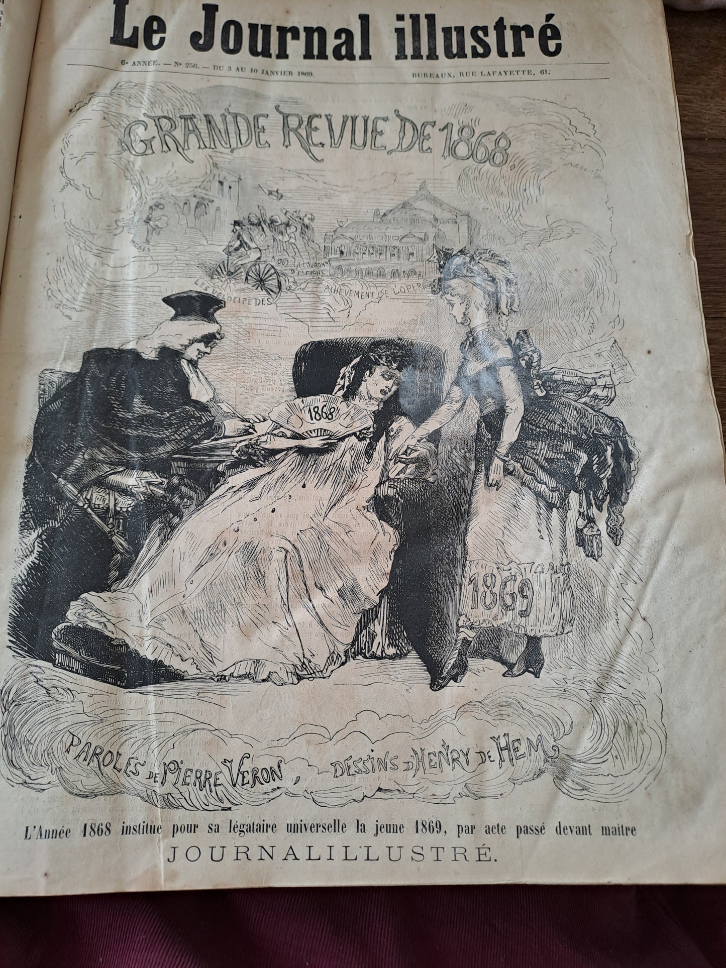 Revues " Le Journal illustré " pour l'année 1869. Ancien livre vintage.