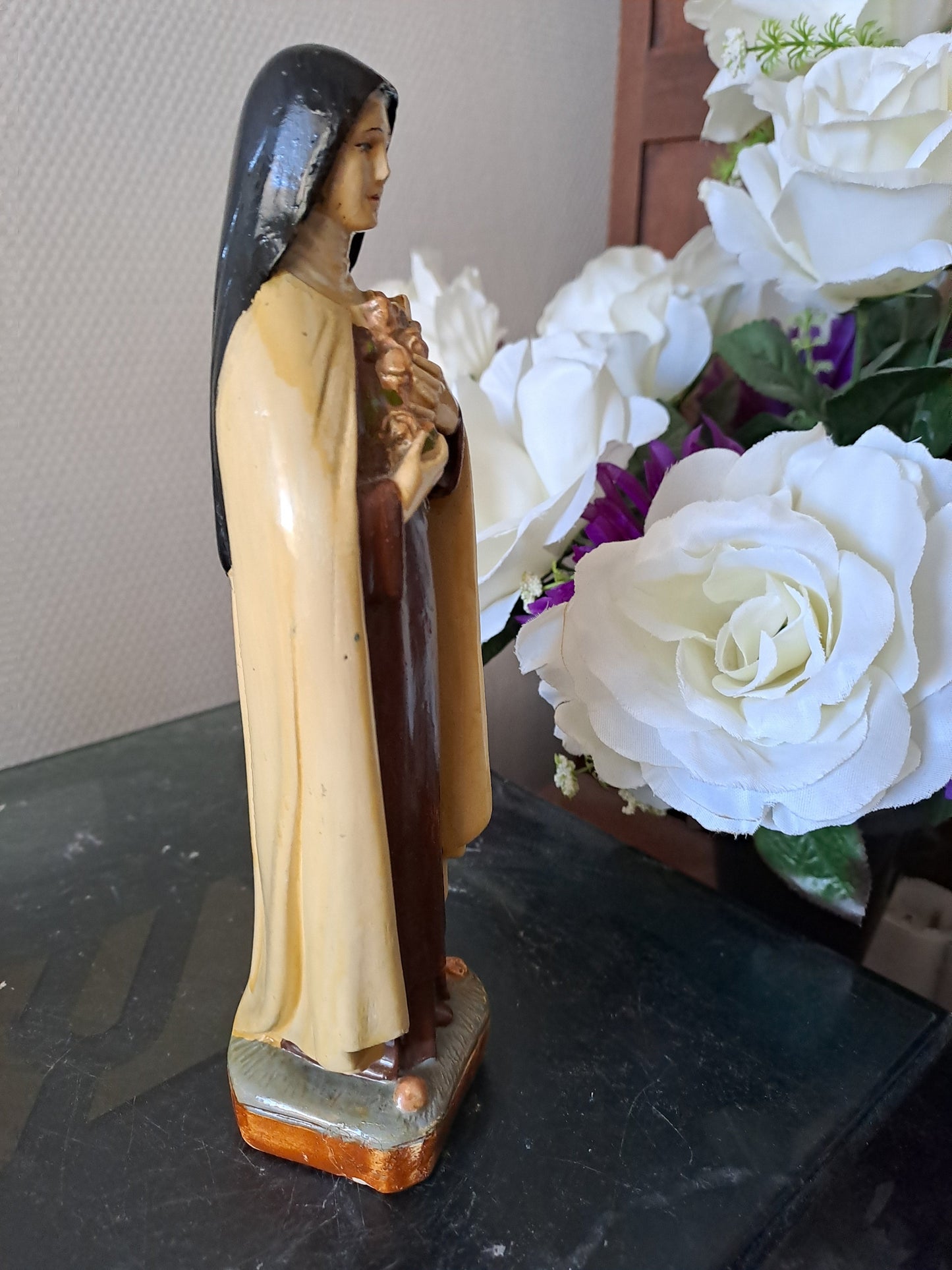 Statue Sainte Thérèse de l'enfant Jésus de la Sainte-Face. 21 cm. Ancien Vintage catholique.