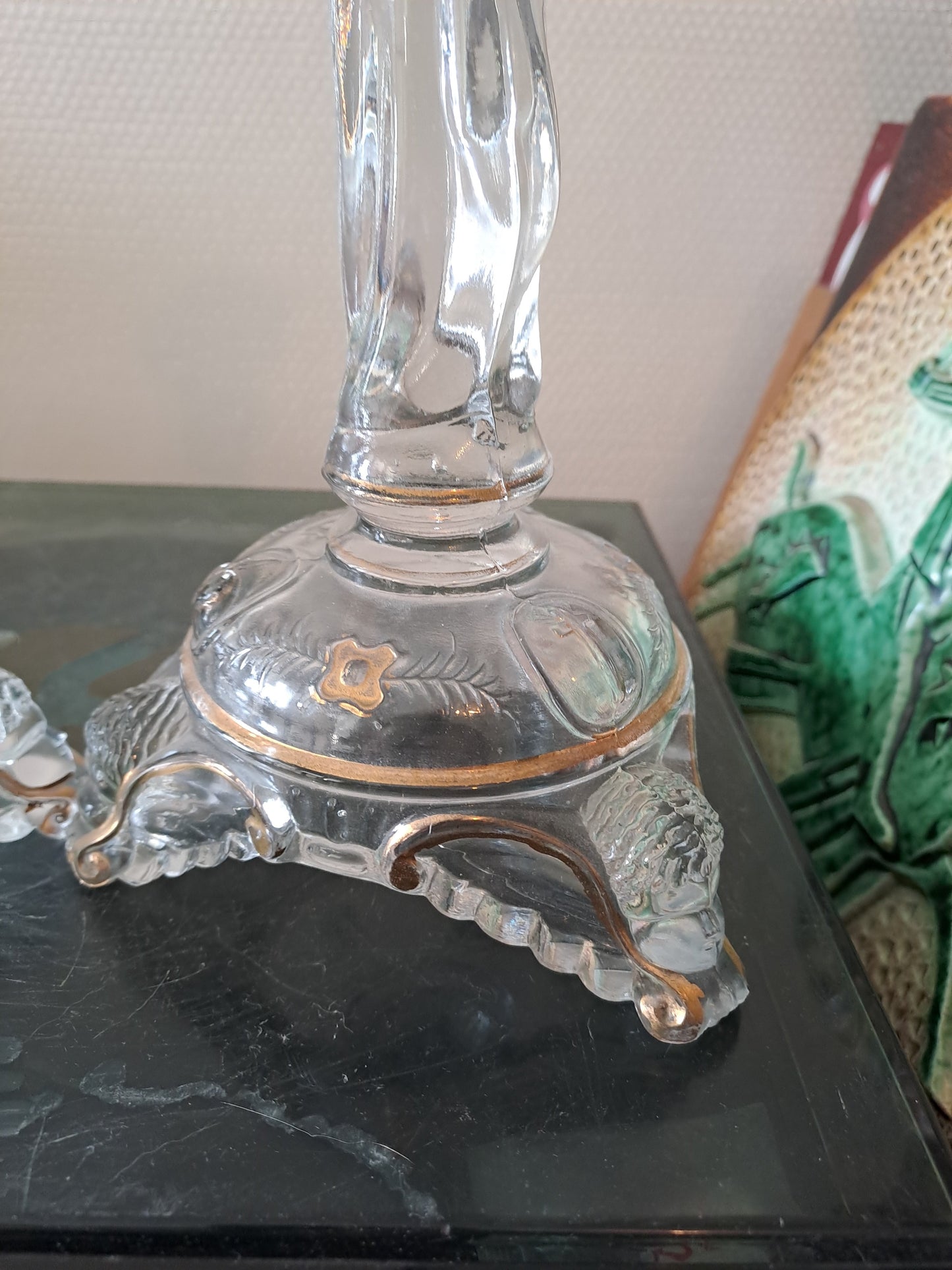 Paire de bougeoirs Sacré-Cœurs De Jésus Et Sainte Vierge Marie. Val saint lambert. Ancien Vintage catholique.