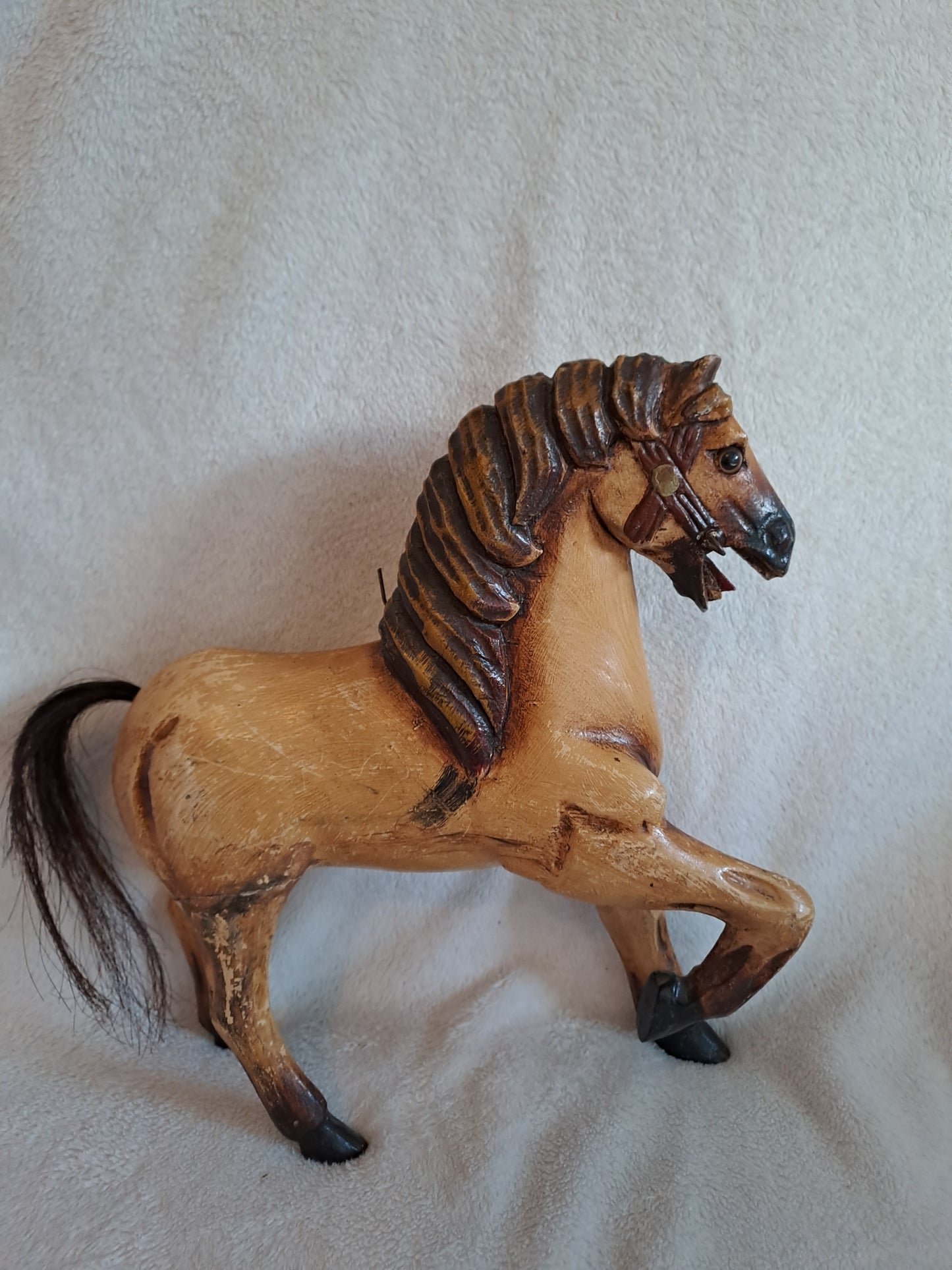 Caleche de course avec son cheval Jouet ancien vintage