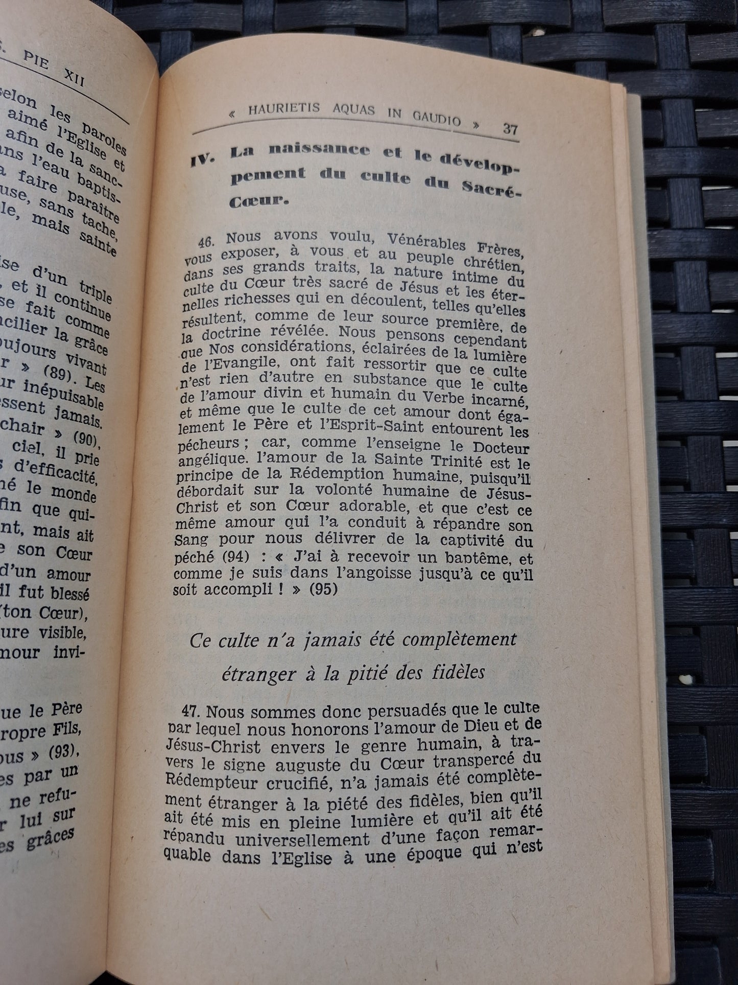 Encyclique haurietis aqua in Gaudio Ancien livre vintage pape catholique