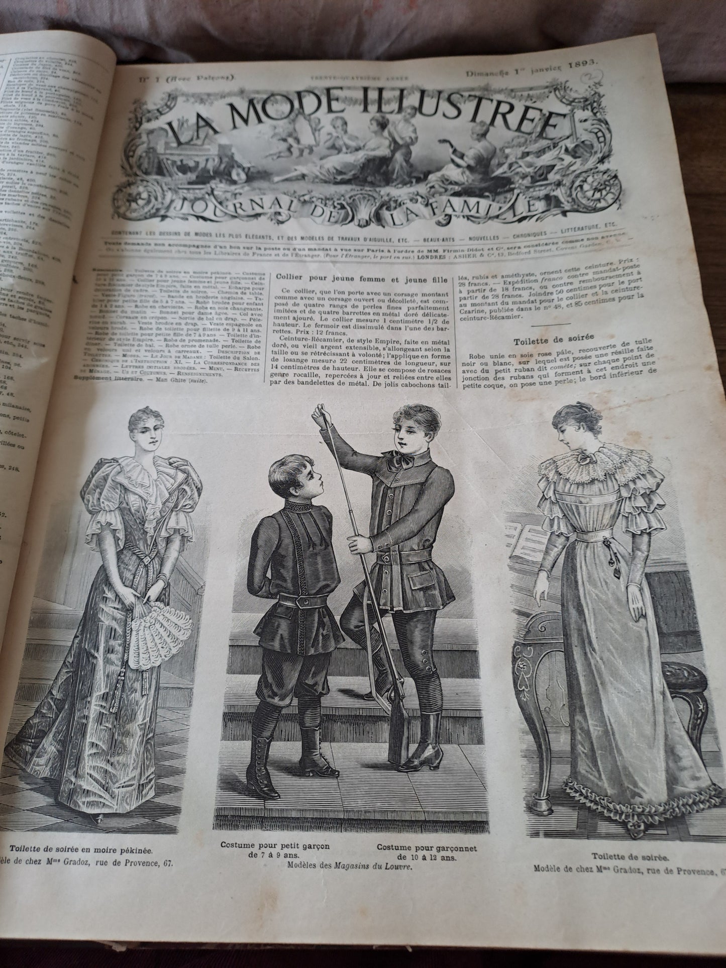 Revues " la mode illustré " pour l'année 1893. Ancien livre vintage.