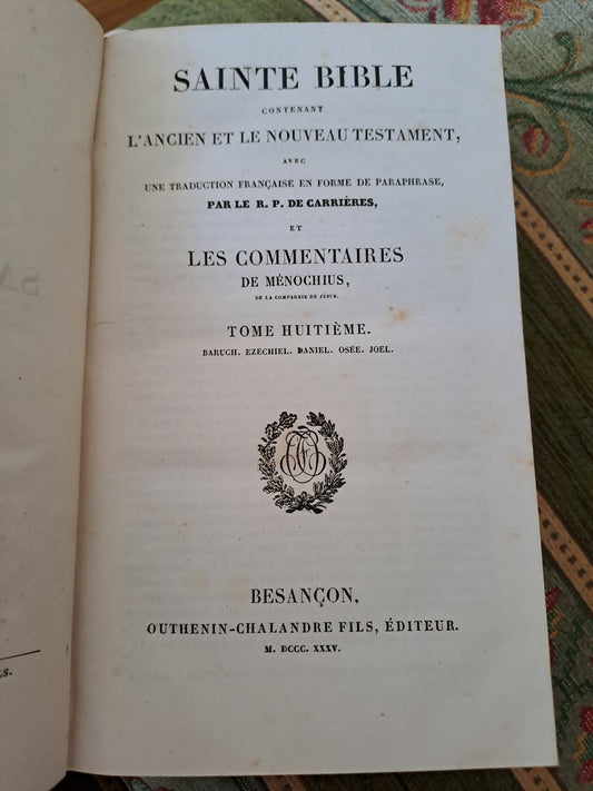 Bible. T8.1835. R P De Carrières Commentaires De Menochius.