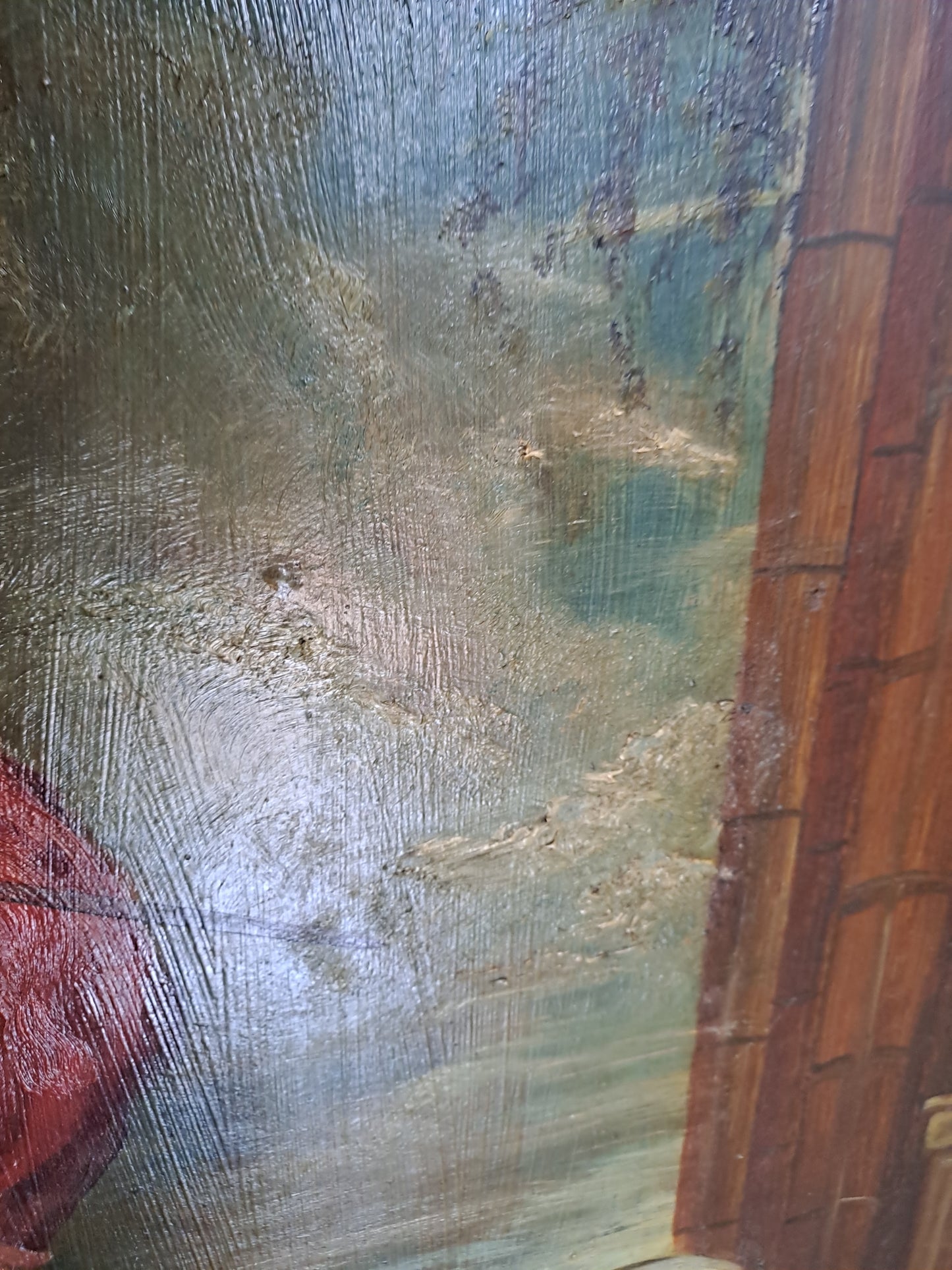 Tableau Saint-Martin et le mendiant d'après Van Dick. Signé. 125cm X 107 cm. Ancien vintage catholique sacré-coeur.