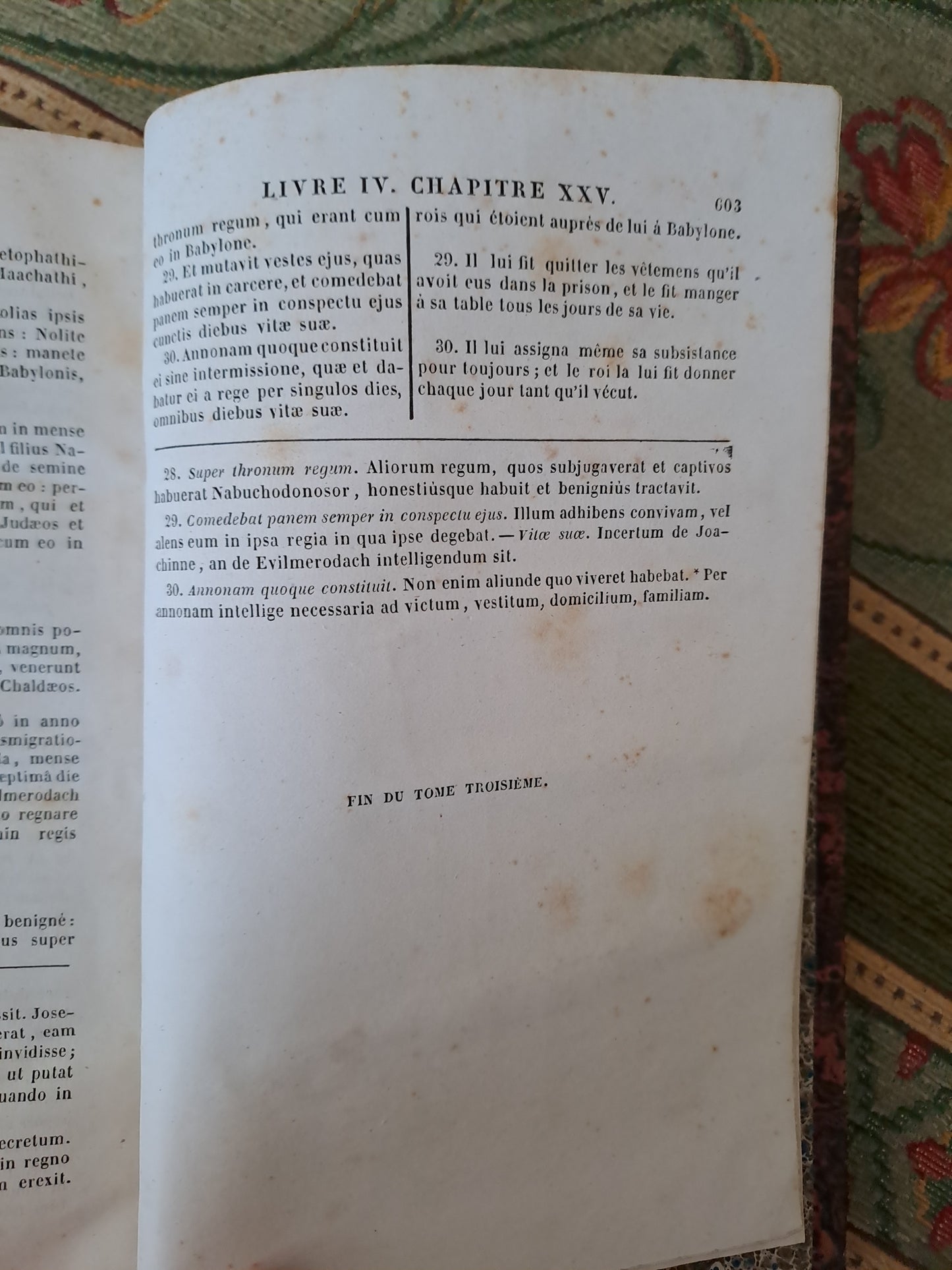 Bible. T3. 1835. R P De Carrières Commentaires De Menochius.
