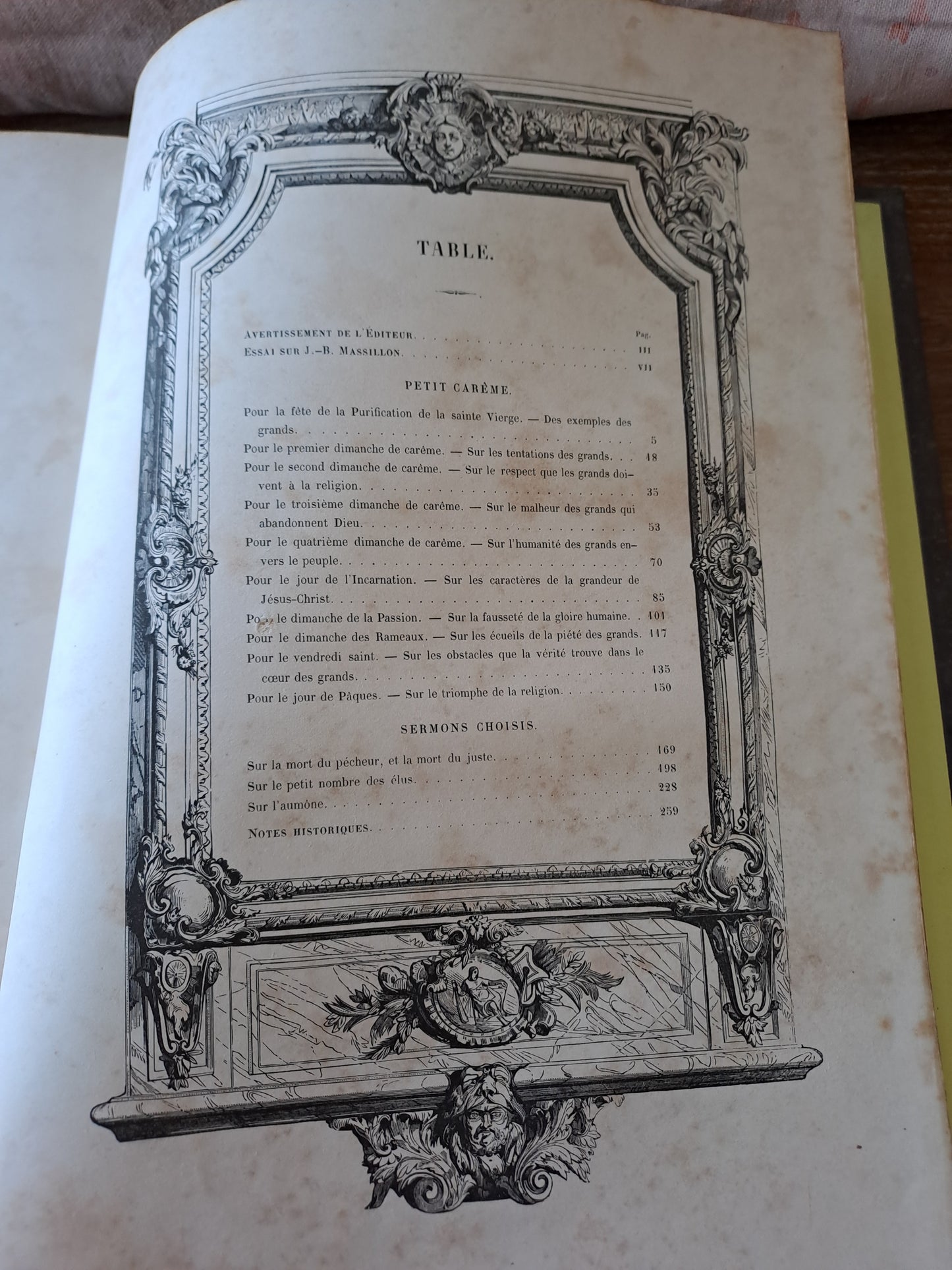 Petit carême et sermons choisis de J. B. Massillon. Évêque de Clermont. 1852.