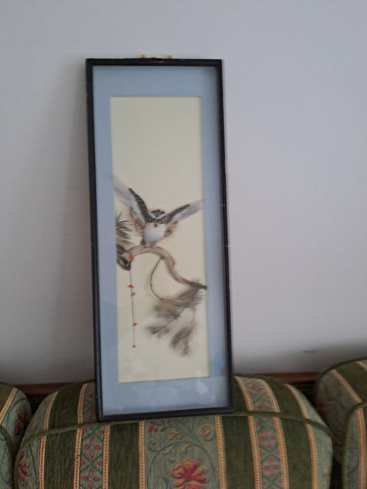 Cadre Chouette/ Hibou. En Véritables Plumes.