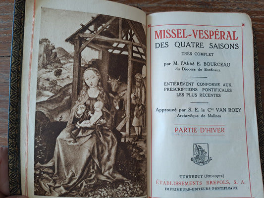 Missel vespéral des quatres saisons. Hiver. Ancien livre de prières catholique vintage.