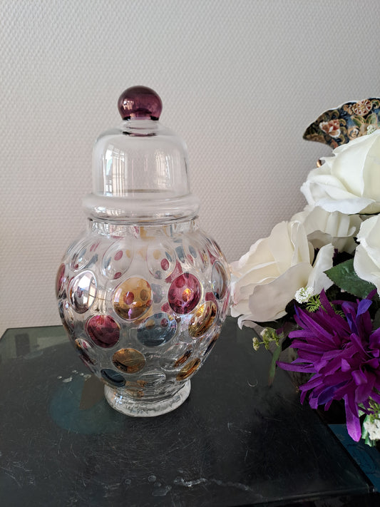 Bonbonnière / vase optique vintage. Boske Sklo. Czech glass. Collection Nemo.