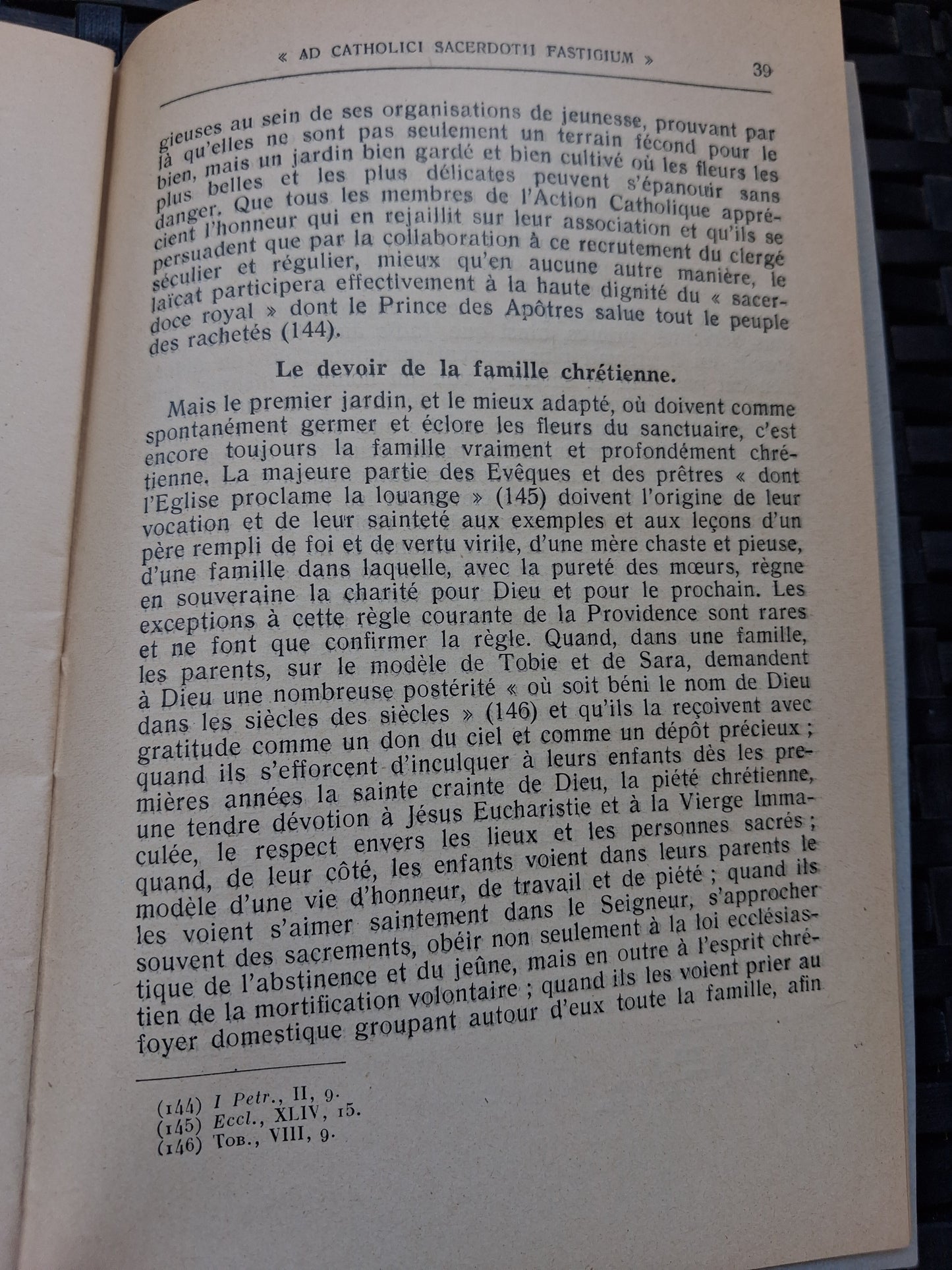 Encyclique ad catholici sacerdotii fastigium pie XI Ancien livre vintage pape catholique