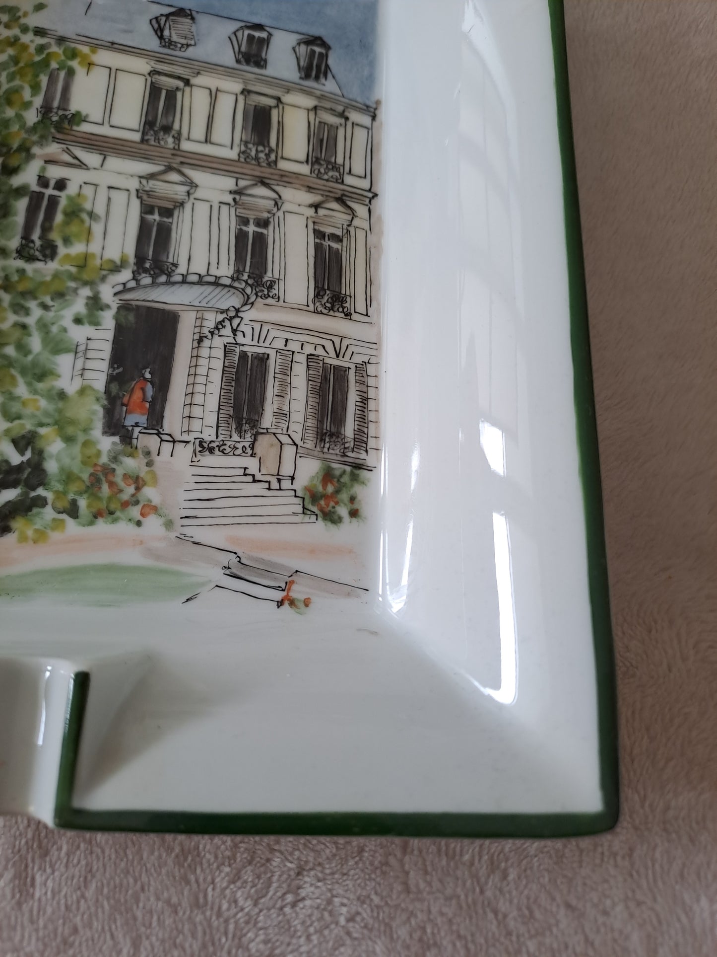 Cendrier à cigares. Porcelaine Limoges France. Peint À La Main. Ancien decoratrice vintage catholique.