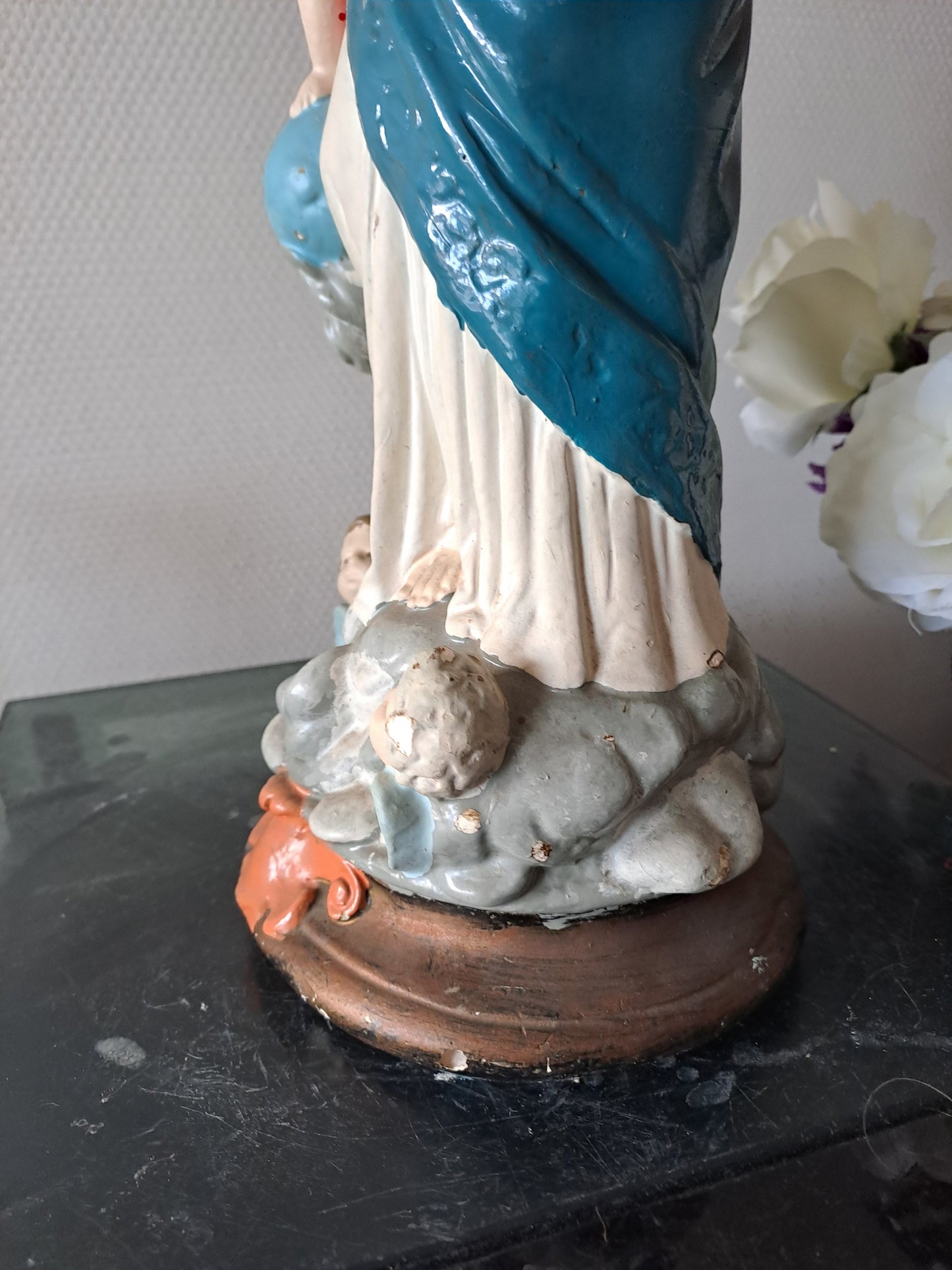 Statue représentant Notre-Dame des Victoires. 46 cm de haut. N°2. Ancien Vintage catholique. 