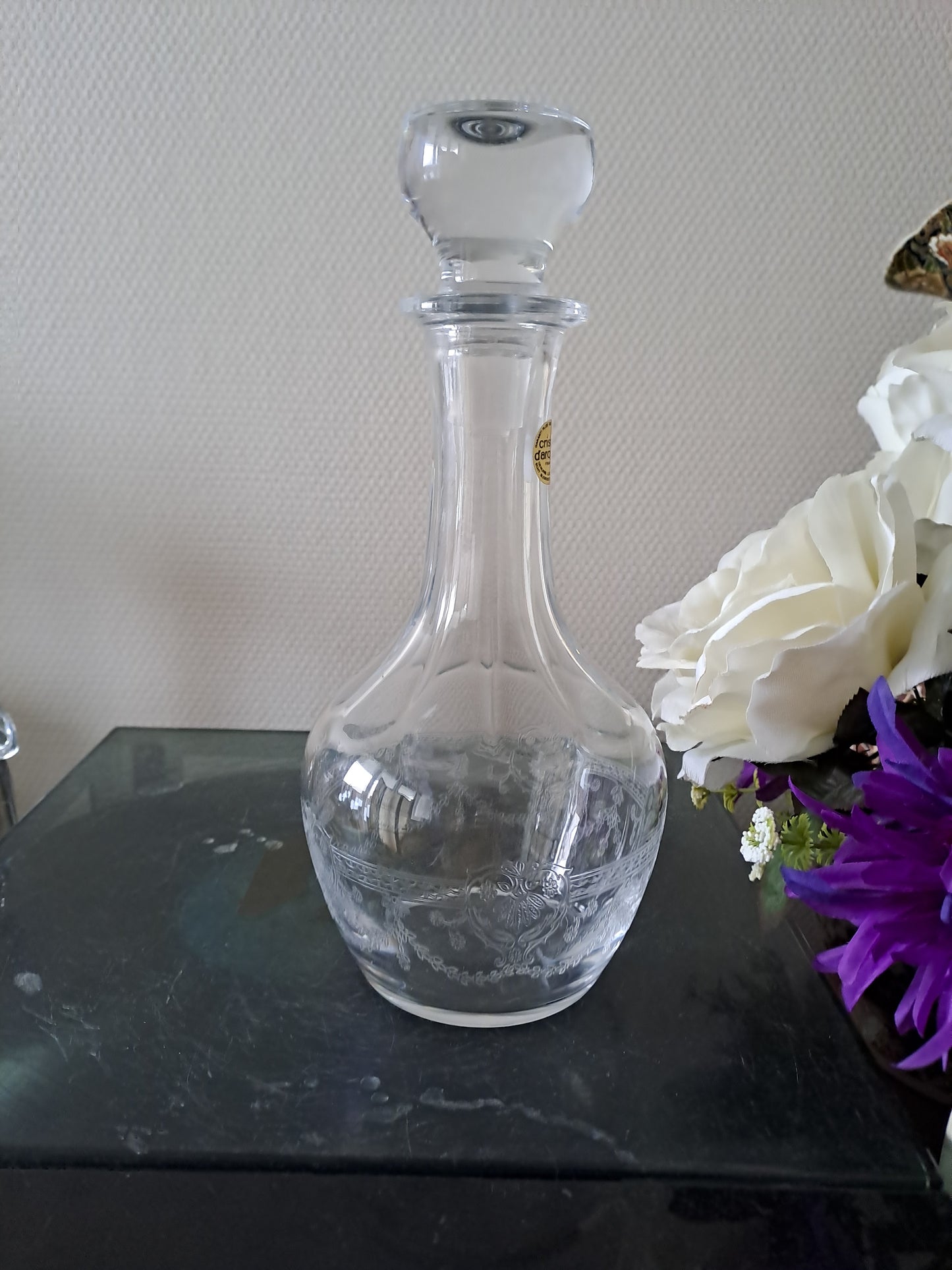 Pichet décanteur en cristal d'Arques modèle Dampierre. Emballage d'origine.