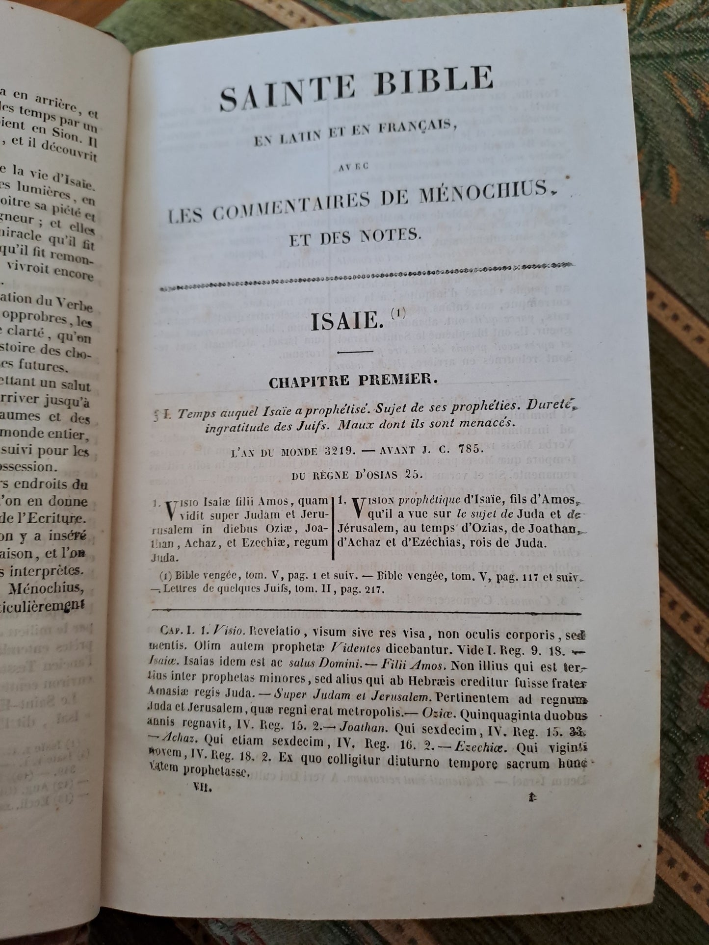 Bible. T7. 1835. R P De Carrières Commentaires De Menochius.