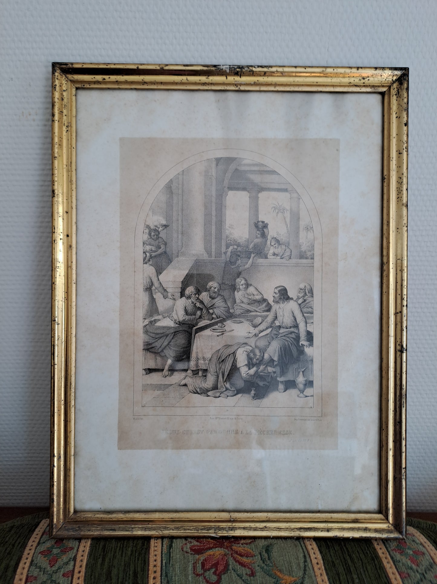 Cadre / Gravure représentant " Jésus-Christ pardonne à la pécheresse ".