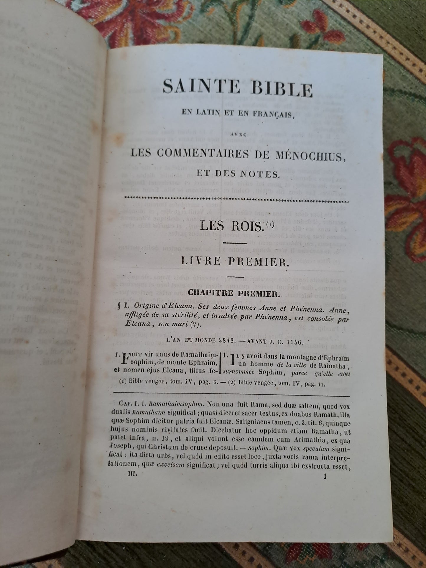 Bible. T3. 1835. R P De Carrières Commentaires De Menochius.