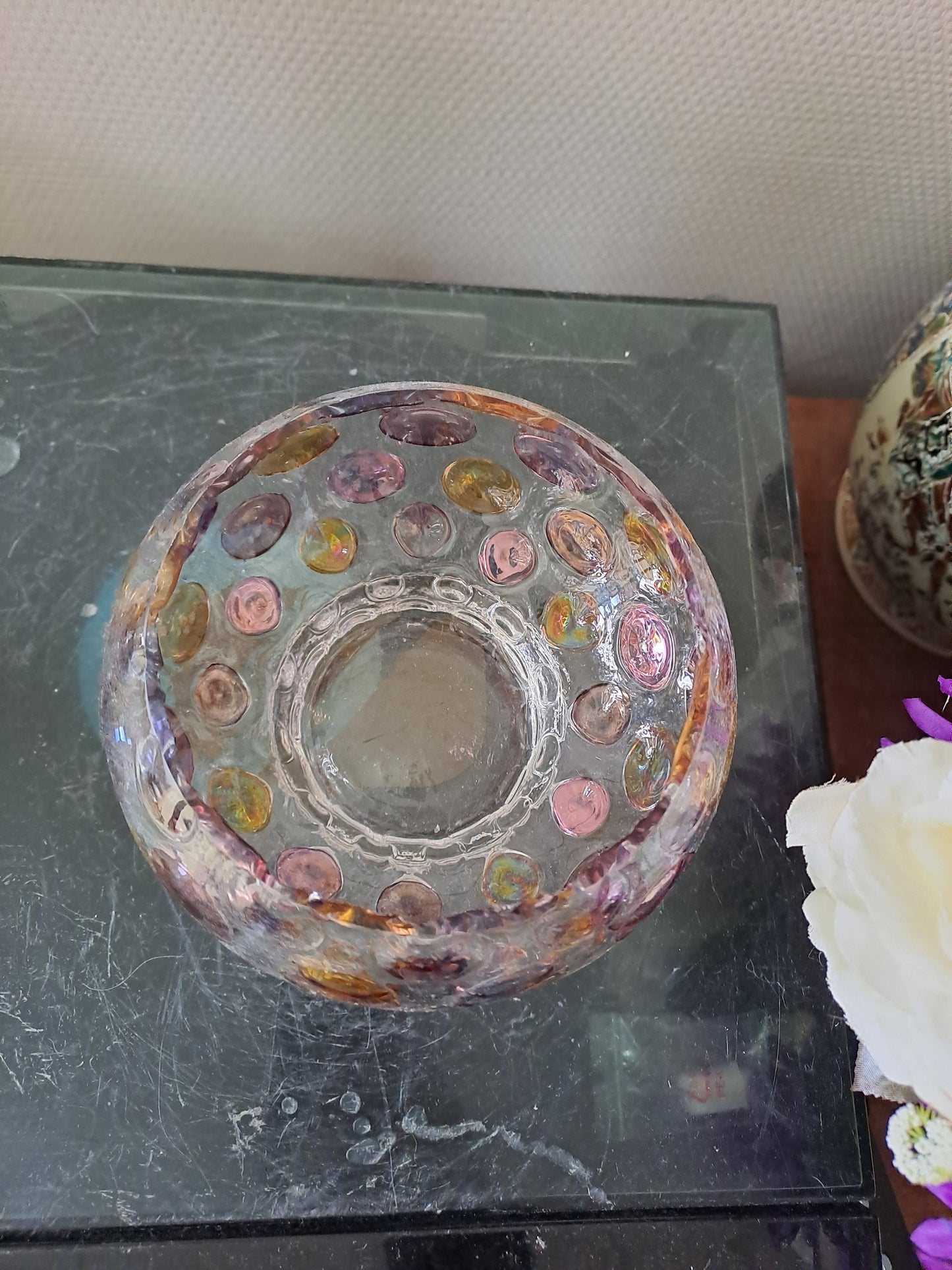 Bonbonniere/ Vase optique vintage. Boske Sklo. Czech glass.